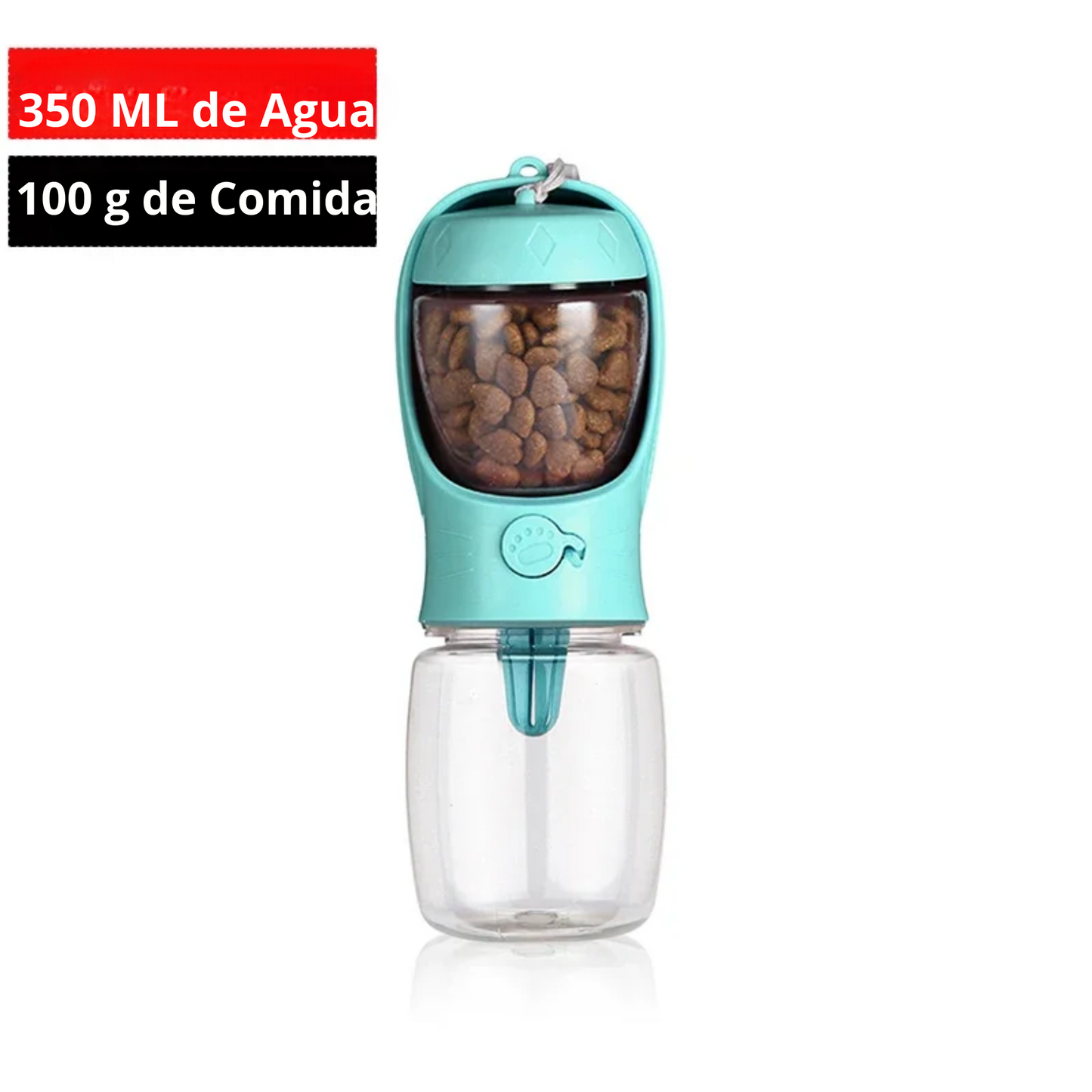 Botella de agua portátil para perros pequeños y gatos con depósito/tazón de alimento, ideal para viajes y actividades aire libre