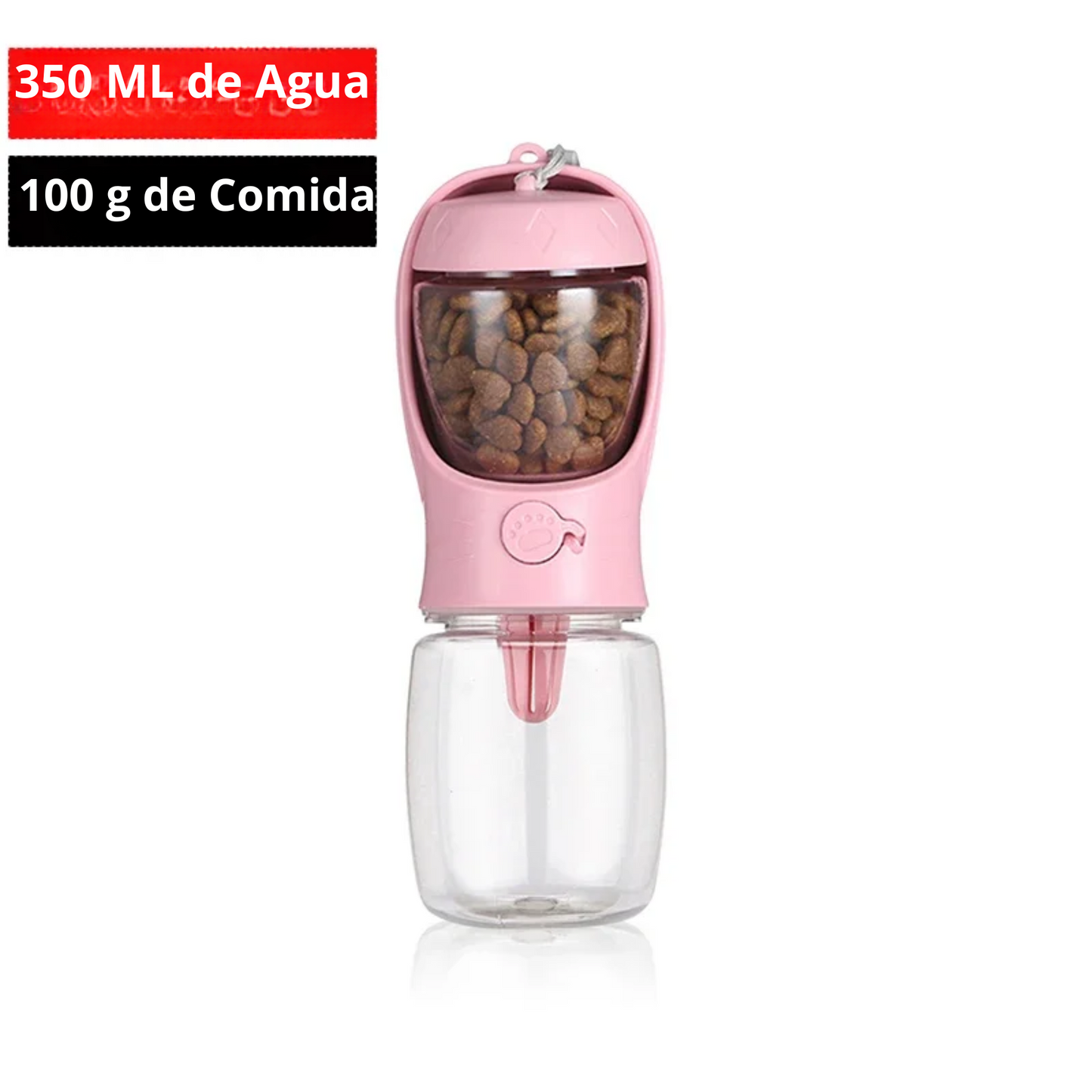 Botella de agua portátil para perros pequeños y gatos con depósito/tazón de alimento, ideal para viajes y actividades aire libre