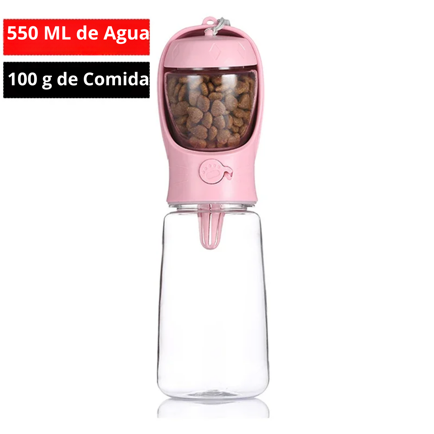 Botella de agua portátil para perros pequeños y gatos con depósito/tazón de alimento, ideal para viajes y actividades aire libre