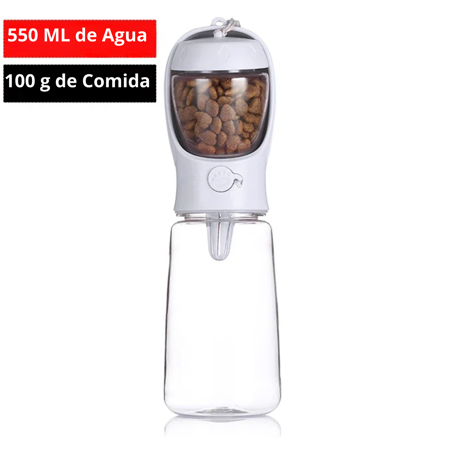 Botella de agua portátil para perros pequeños y gatos con depósito/tazón de alimento, ideal para viajes y actividades aire libre