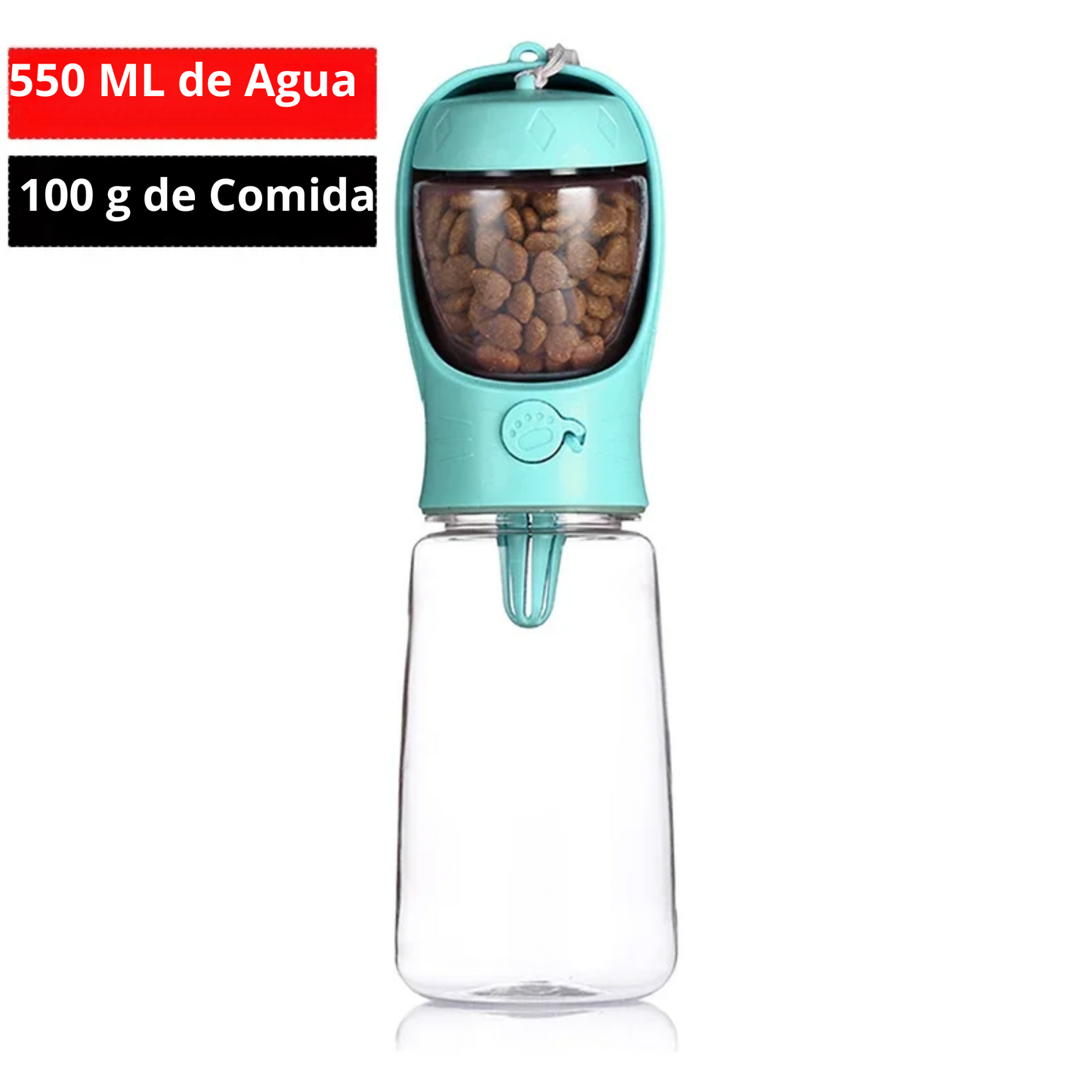 Botella de agua portátil para perros pequeños y gatos con depósito/tazón de alimento, ideal para viajes y actividades aire libre
