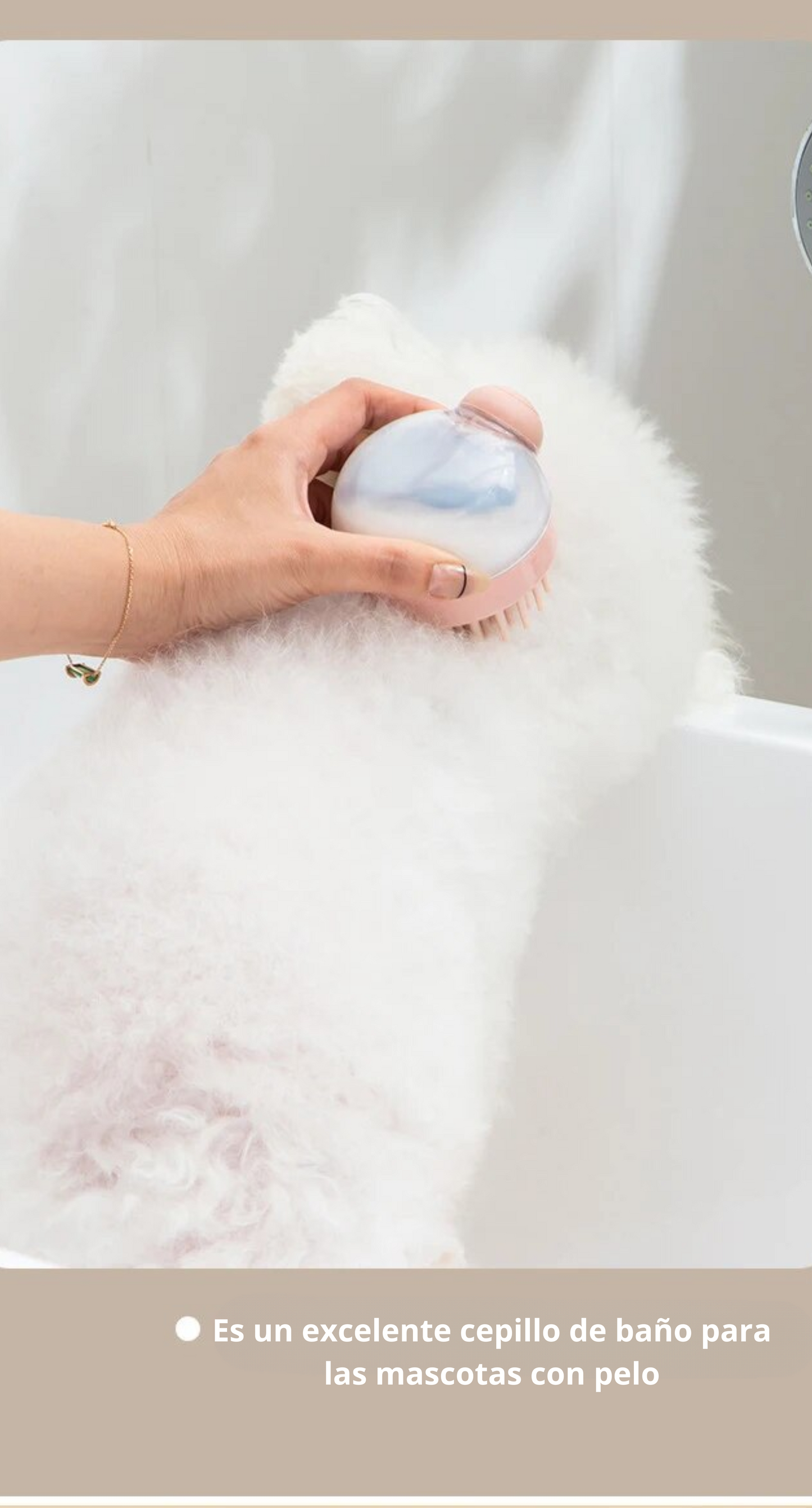 Cepillo de baño de silicona con función de masaje para perros, gatos y conejos