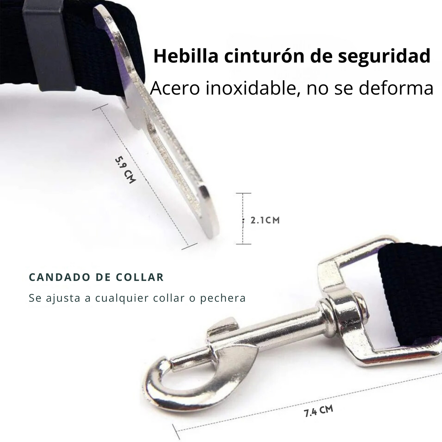 Cinturón de seguridad para mascotas ajustable al automóvil (perros y gatos)