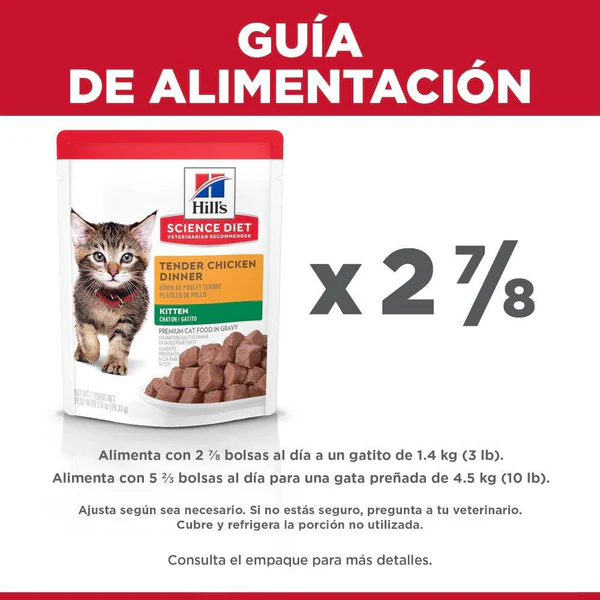 Hill’s Science Diet Kitten Pouch – Platillo de Pollo Saludable para Gatito (24 Unidades de 79 g)