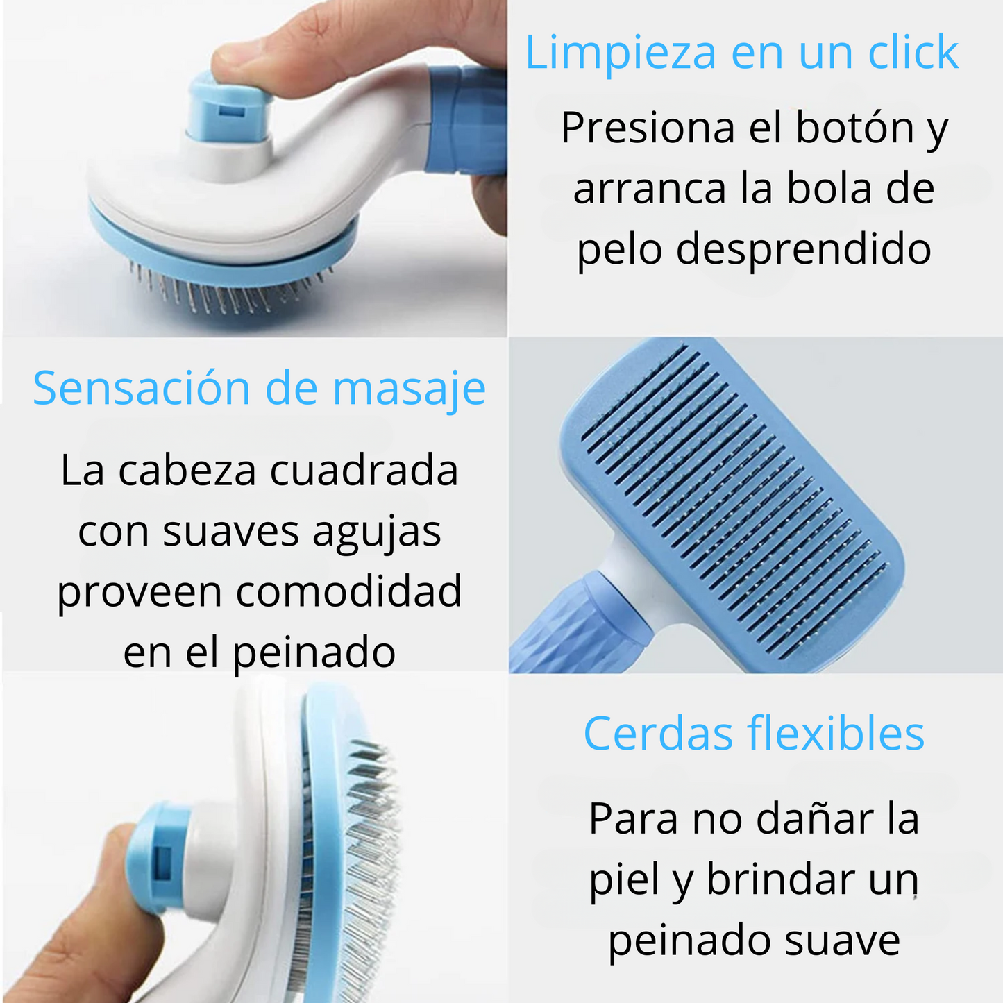 Cepillo removedor de pelo, cuidado y aseo para perros y gatos de pelo largo