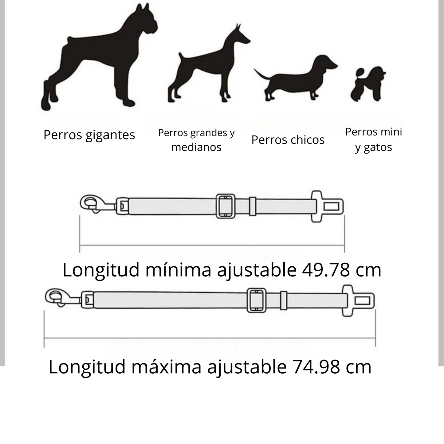 Cinturón de seguridad para mascotas ajustable al automóvil (perros y gatos)