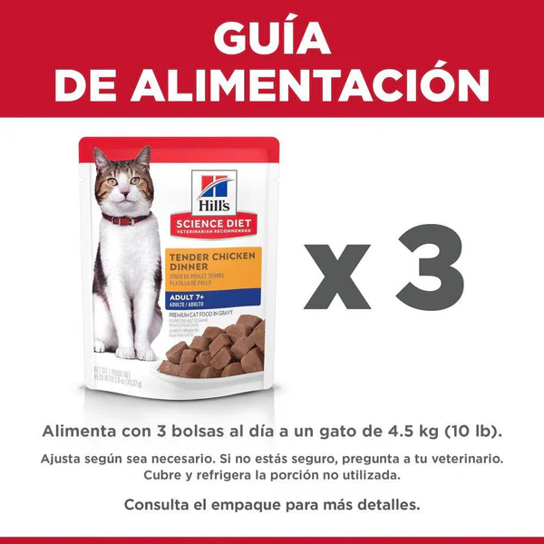Hill’s Science Diet Gato Senior 7+ en Sobre – Pollo Suave y Nutritivo 79gr