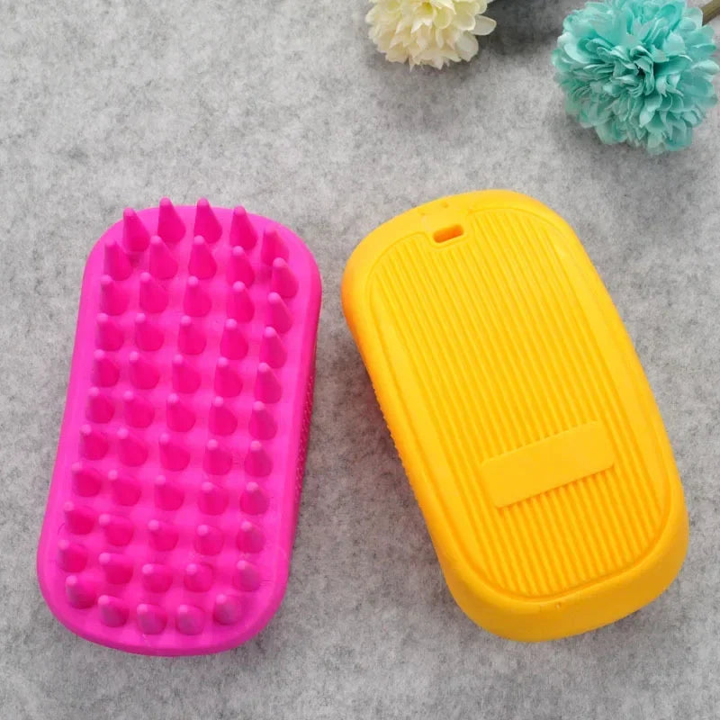 Cepillo-peine ajustable, tipo guante, para baño removedor de pelo, con función de masaje; para perros y gatos