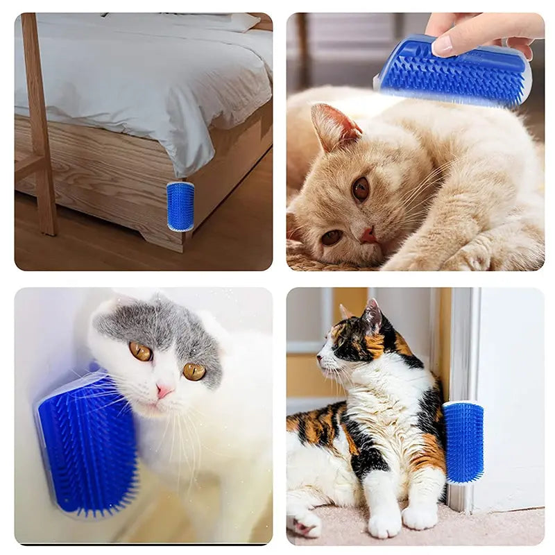 Cepillo desmontable y compacto removedor de pelo, masticable y masajeador de esquinas para gatos