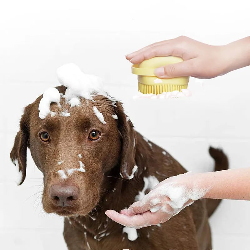 Cepillo-guante suave para baño de perros y gatos