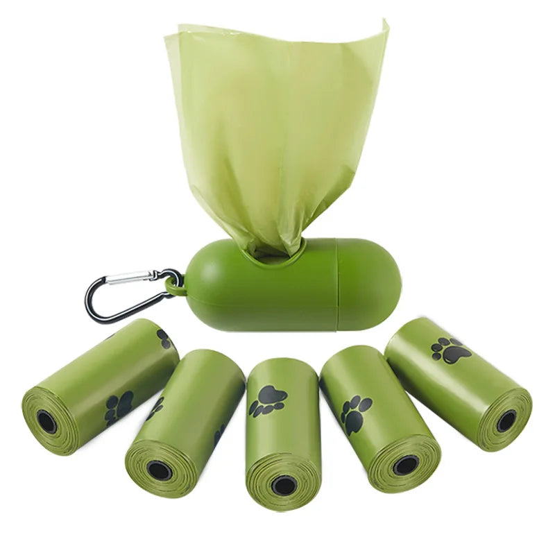 Bolsas para heces de perros y gatos, biodegradables y amigables con el medio ambiente con dispensador de bolsas para desechos caninos