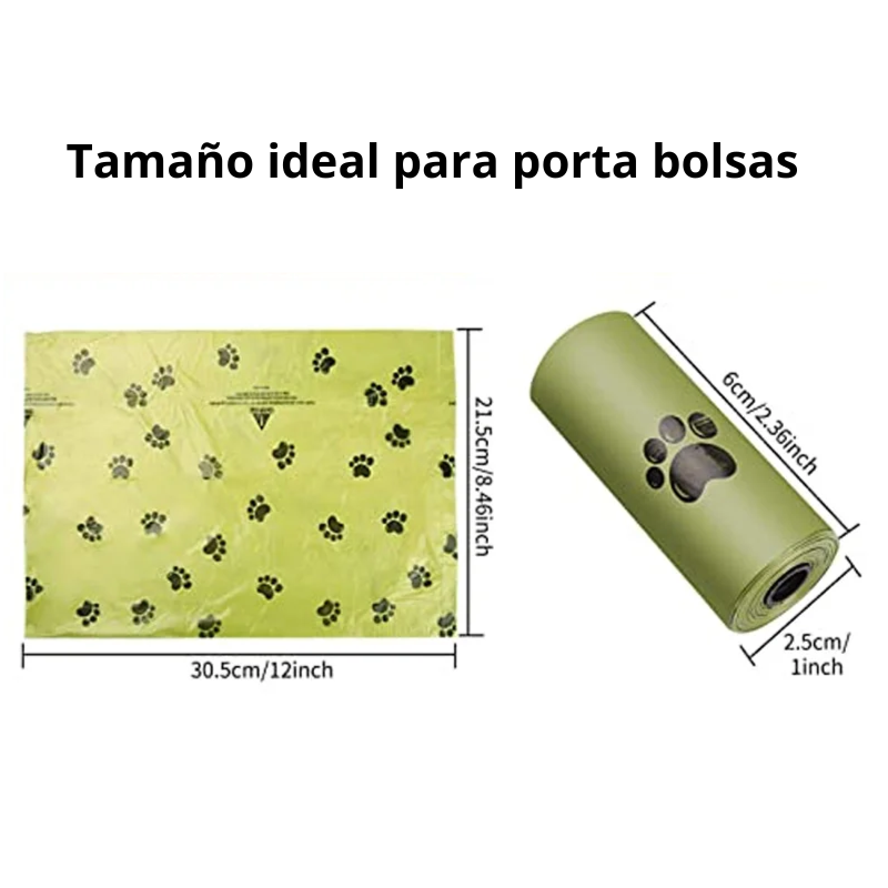 Bolsas para heces de perros y gatos, biodegradables y amigables con el medio ambiente con dispensador de bolsas para desechos caninos