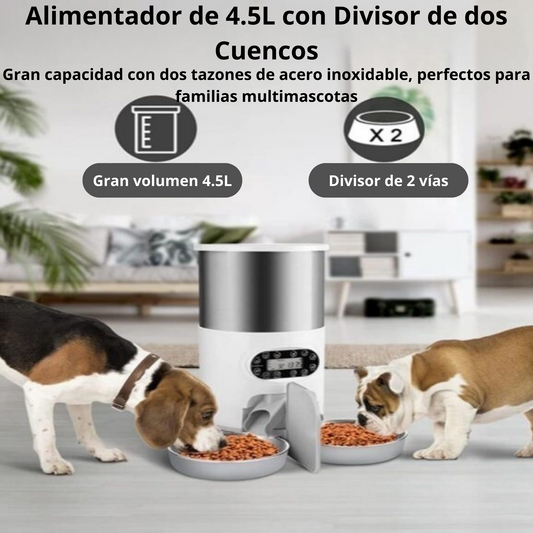 Alimentador automático inteligente para perros y gatos con dispensador de 4.5 litros de comida seca