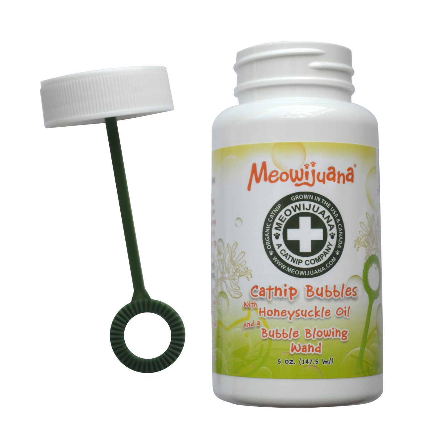 Meowijuana Burbujas de Hierba Gatera con Madreselva de 148 ml.