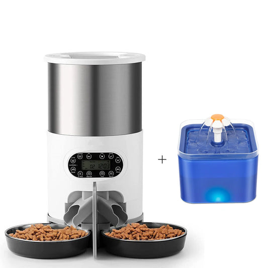 Combo alimentador automático inteligente y bebedero para perros y gatos