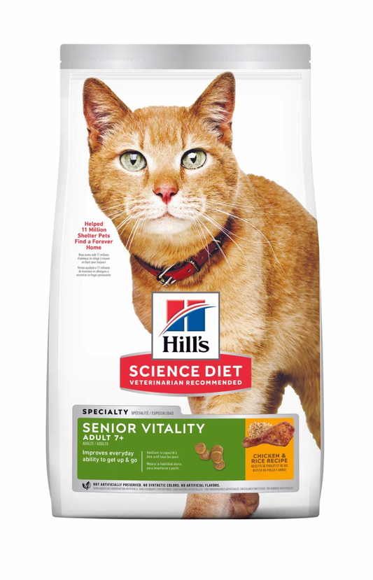 ¡Que la edad no les pese! Hill’s Senior Vitality – Nutrición completa para tu gato mayor con alma joven 🐾💚