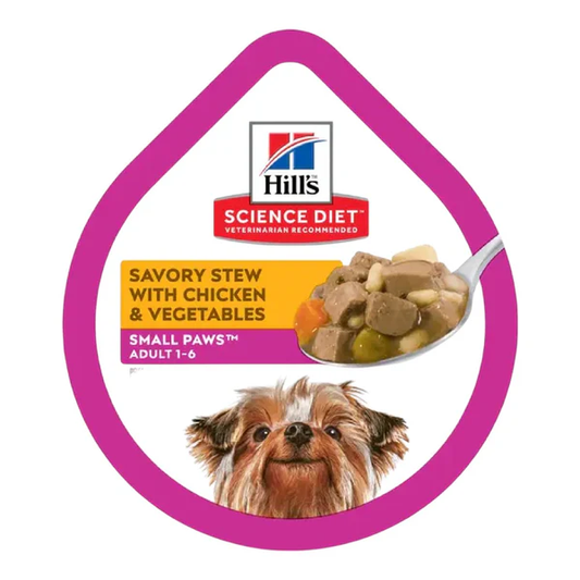 🥣 Delicioso estofado para razas pequeñas: Hill’s Small & Mini con pollo y vegetales (Caja con 12 unidades) 🍗🐾