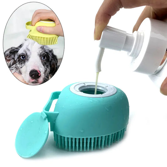 Cepillo-guante suave para baño de perros y gatos