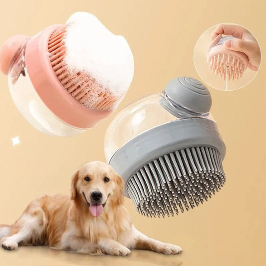 Cepillo de baño de silicona con función de masaje para perros, gatos y conejos